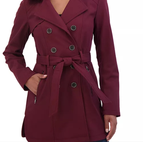 Sebby Jackets & Blazers - Sebby Collection Plus Softshell  Burgundy Trench Coat...Size 1X